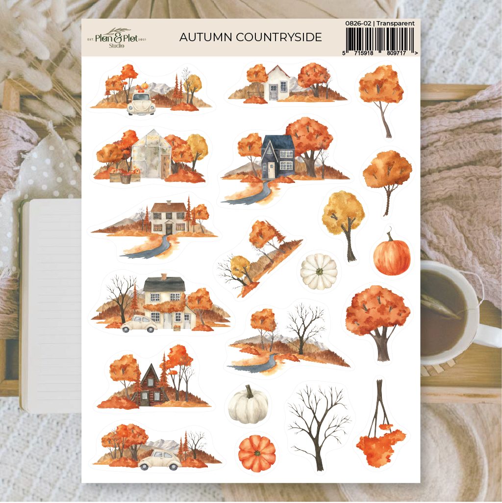 Autumn countryside | Transparent matte vinyl stickers
