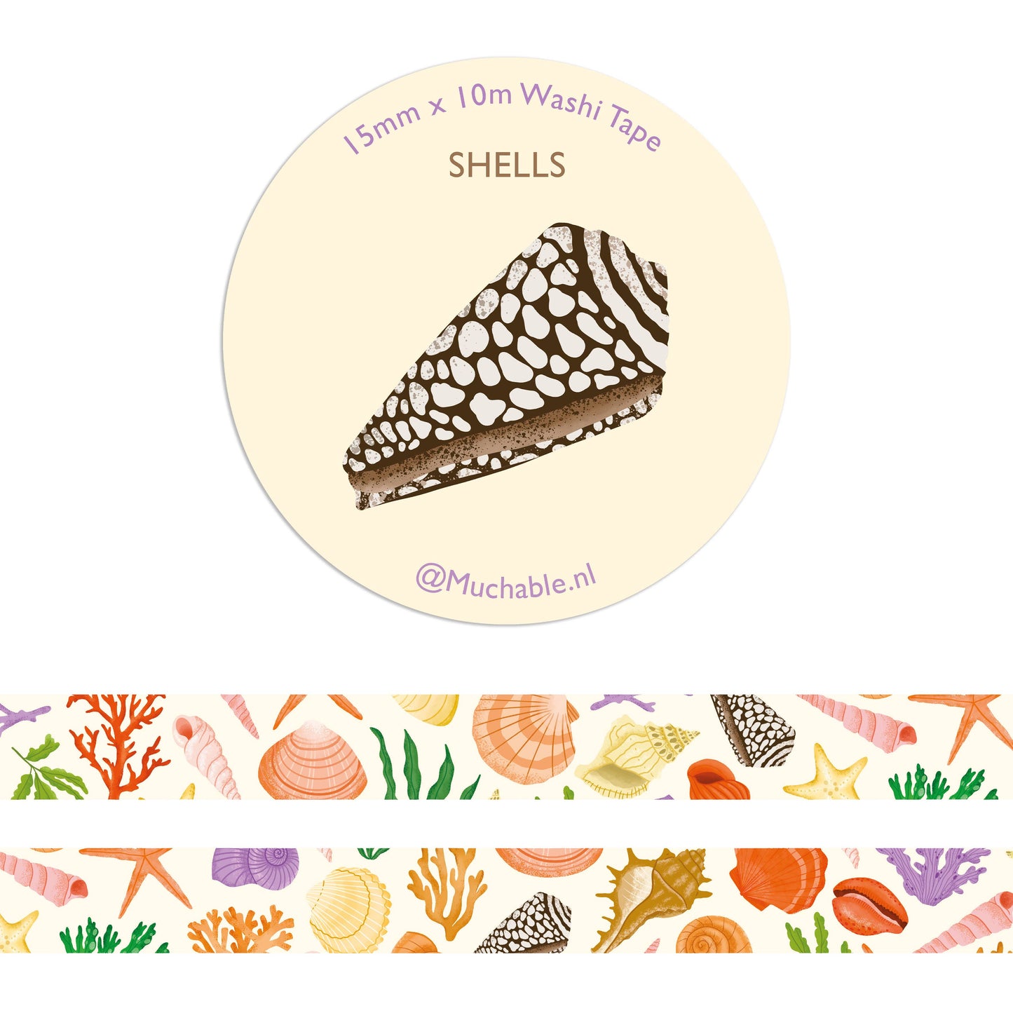 Washi tape - Shells- schelpen