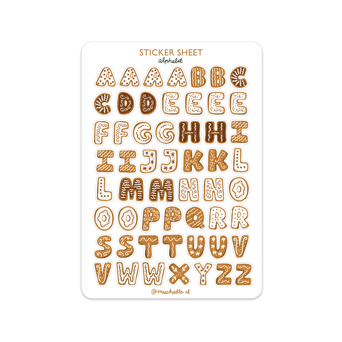 A5 sticker sheet - Christmas cookies alphabet
