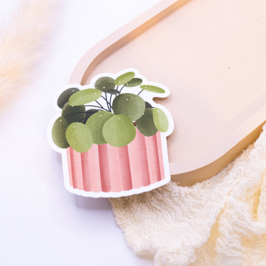 Pilea plant sticker - houseplant sticker Kiss Cut