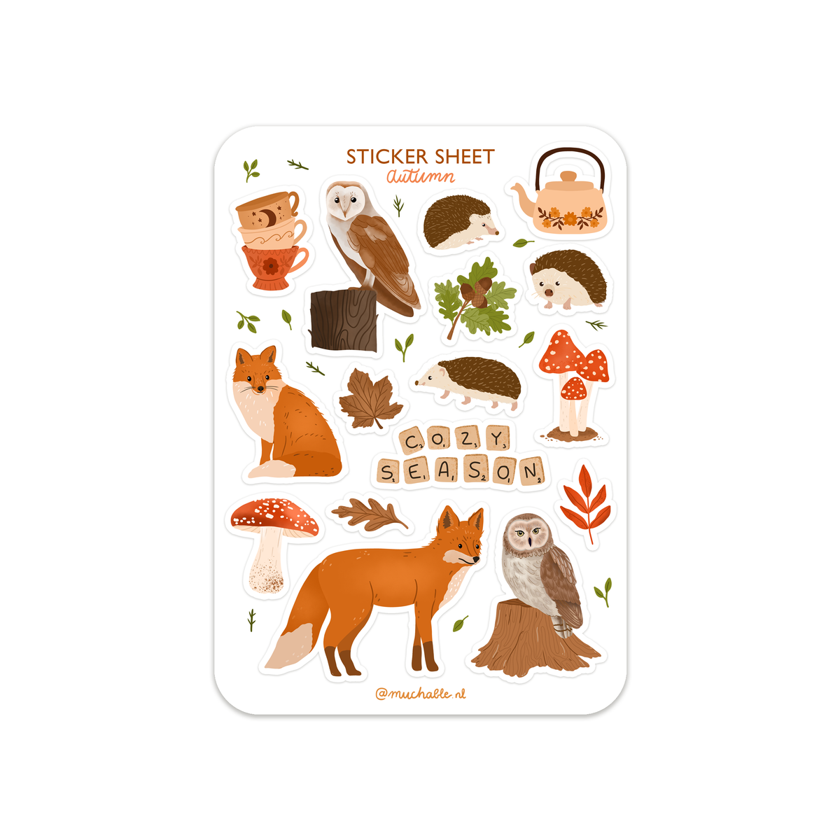 A6 sticker sheet - sticker sheet - autumn animals - autumn