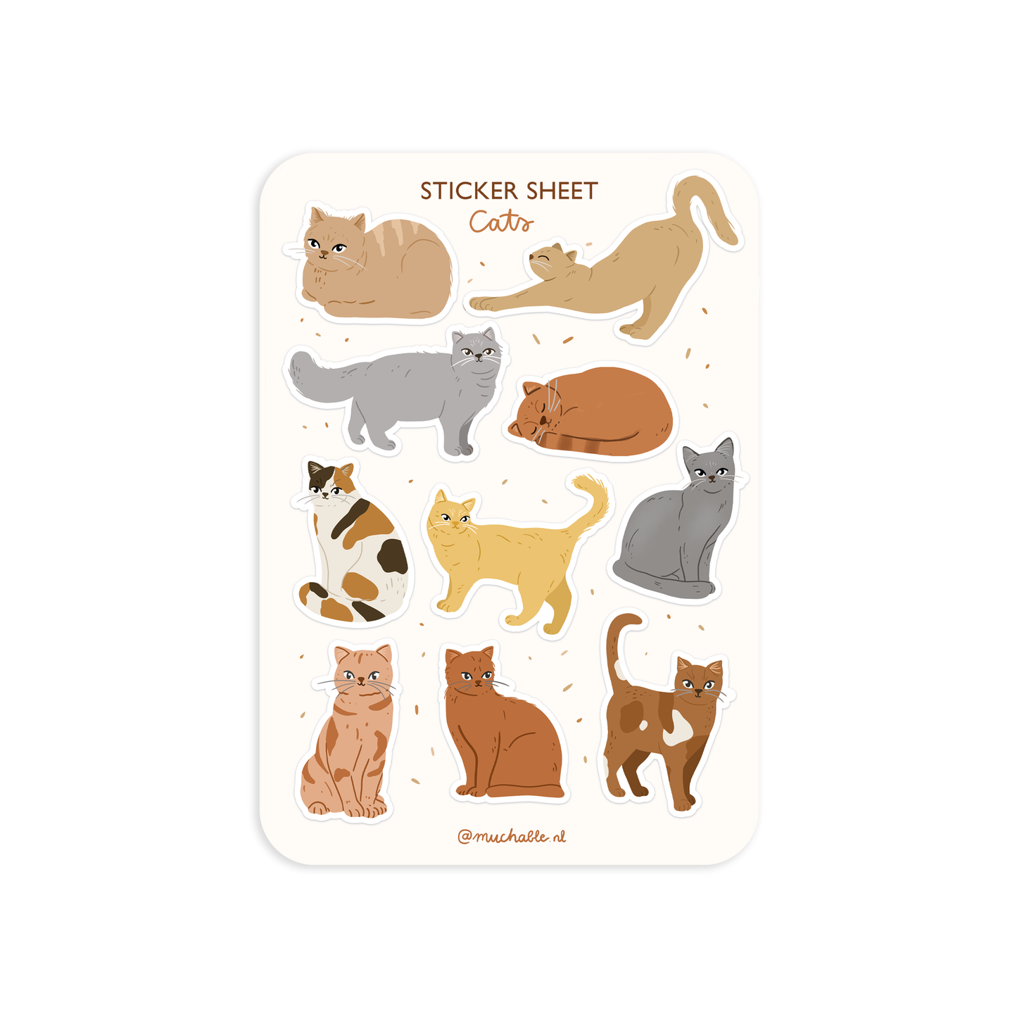 A6 sticker sheet - stickersheet - cute illustrated cats - cats