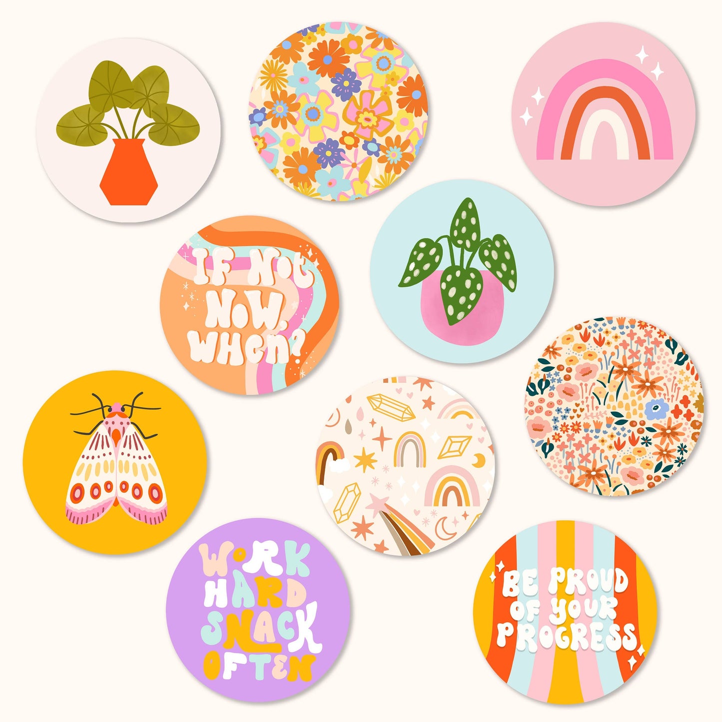Colourful Sticker Set – 10 Pack ✨🌼 Muchable
