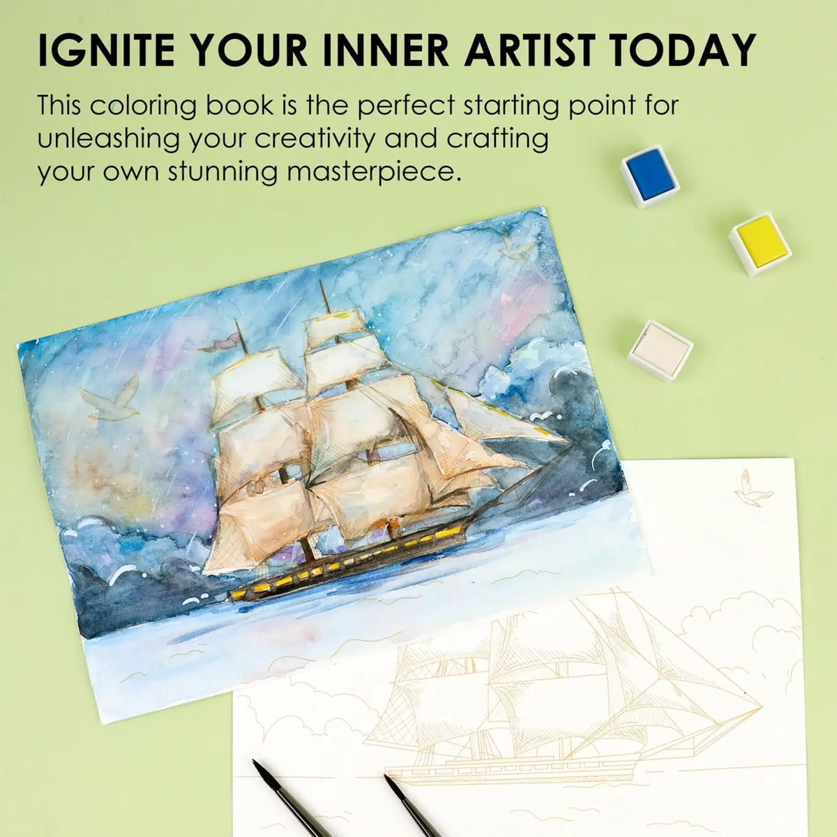 Landscape Themed Watercolor Coloring Club Box - Grabie