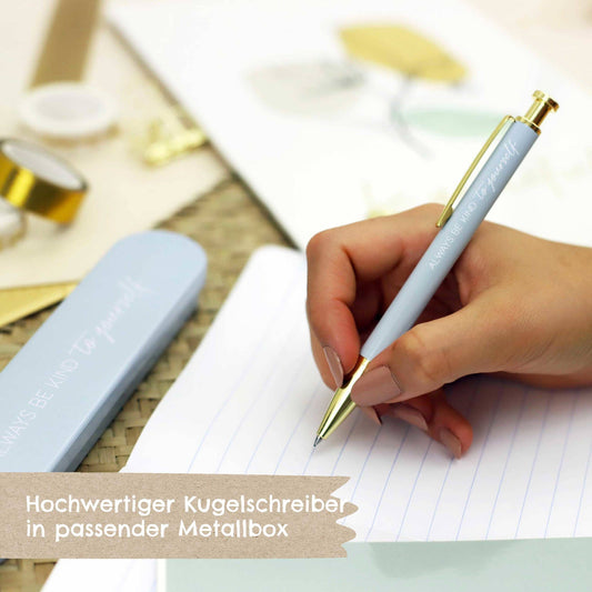 Papierdrachen ballpoint pen in metal box - Light blue