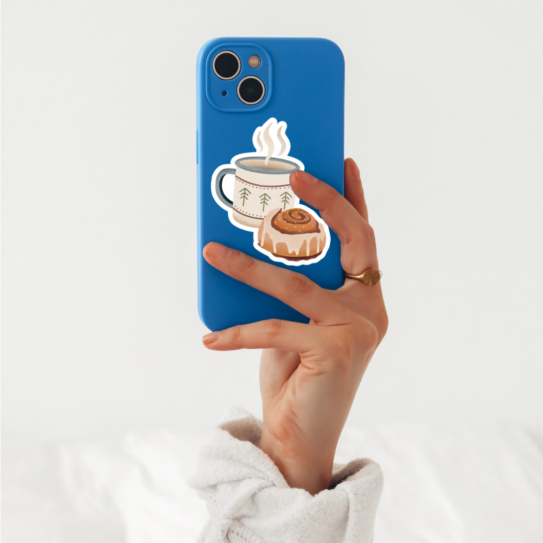 Vinyl sticker - cinnamon roll, camping mug sticker - kanelbulle