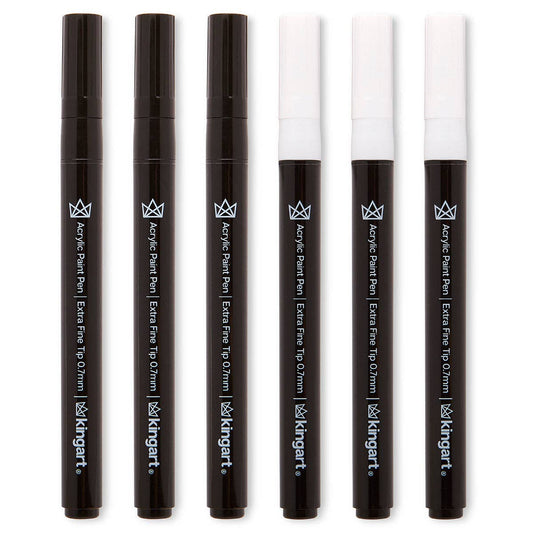 PRO Acrylic Paint Pens Extra Fine - Black & White 6 pc