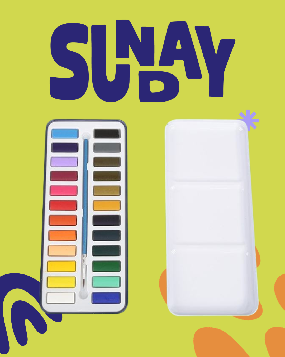 Sunday Watercolor Paint Set – 24 Colours