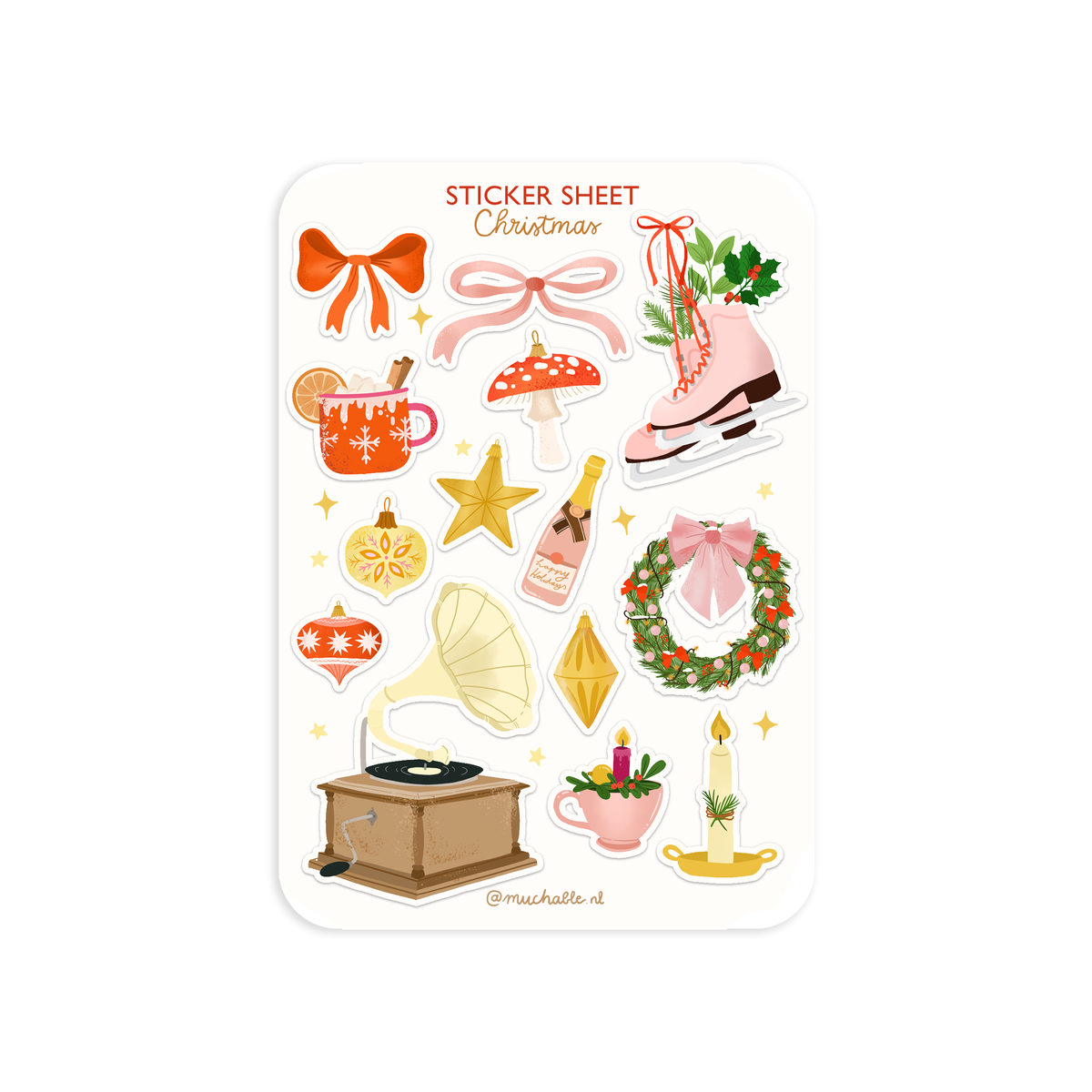 A6 sticker sheet - kerst stickervel- cute Christmas things