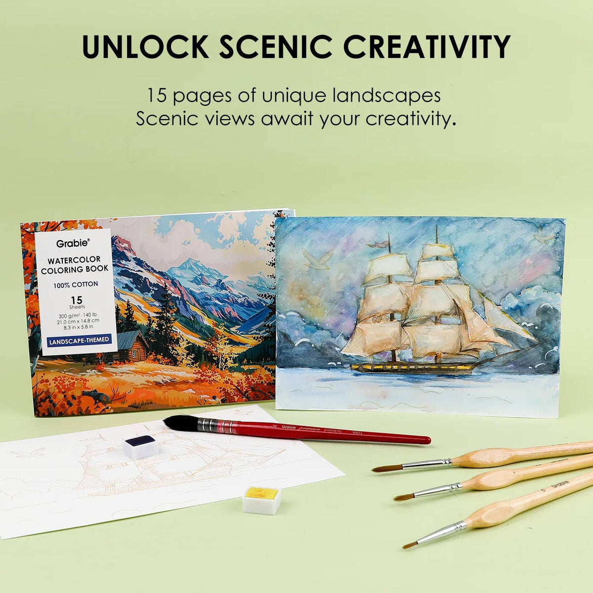 Landscape Themed Watercolor Coloring Club Box - Grabie