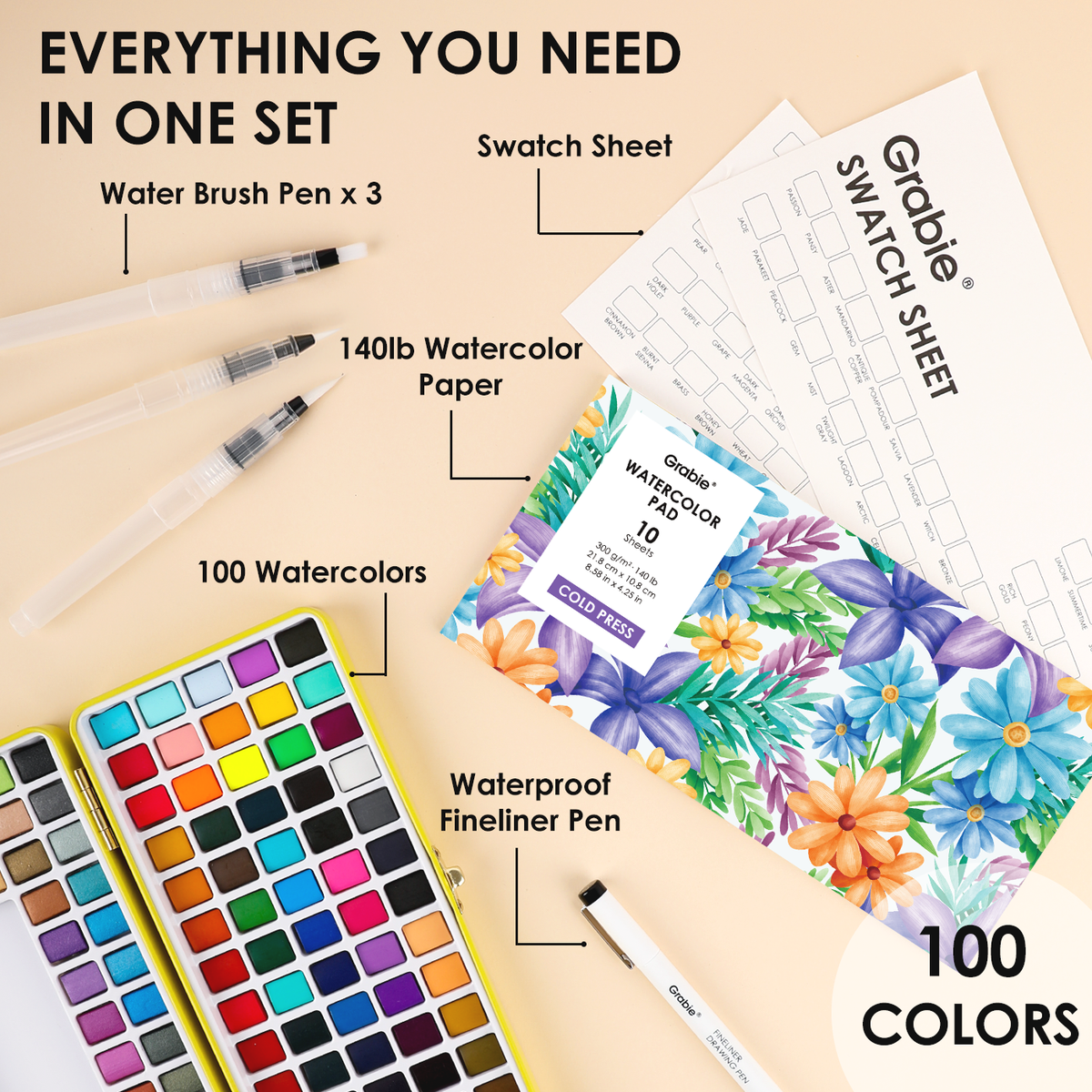 Grabie All-In-One Premium Watercolor Set of 100
