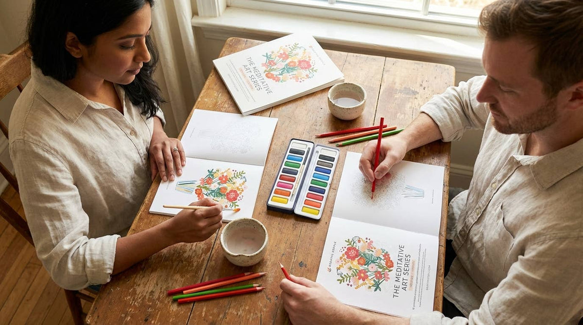 Livre d'Art Méditatif, 16 Pages de Rituel Créatif Guidé