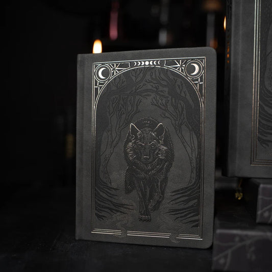 Wolf in the Night Notebook square journal, dot grid, Archer & Olive