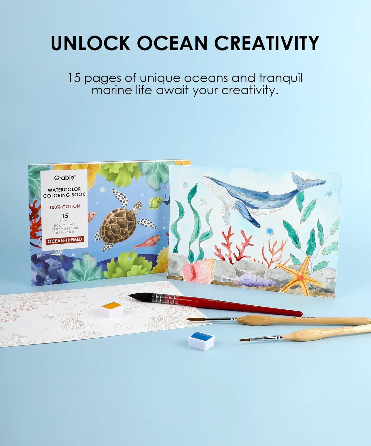 Ocean-Themed Watercolor Coloring Club Box