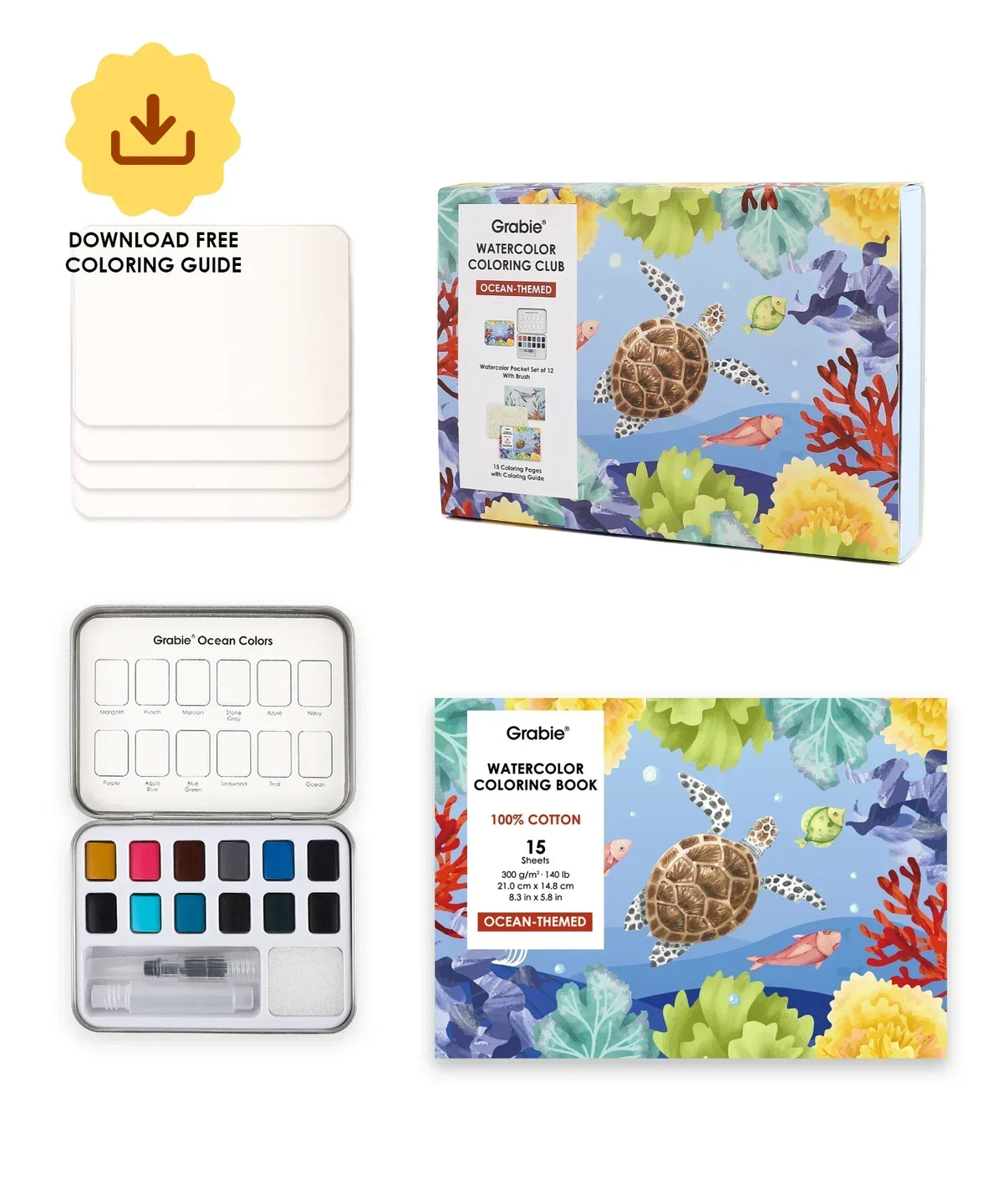 Ocean-Themed Watercolor Coloring Club Box