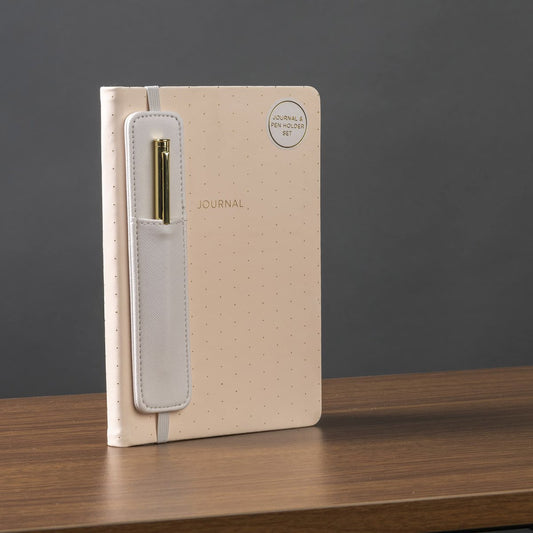 Notitieboek Eccolo met pen en houder Pink lijn