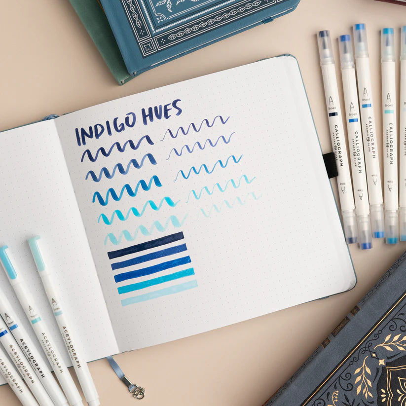 Indigo Hues Sets of 5 - Calliograph pens - Archer & Olive