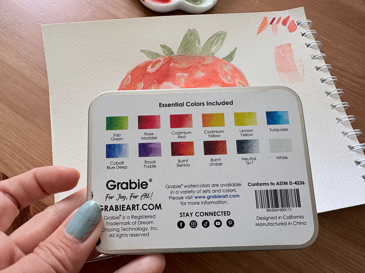 Grabie Watercolor Pocket Set Of 12 With Brush & paper - Essential Colors