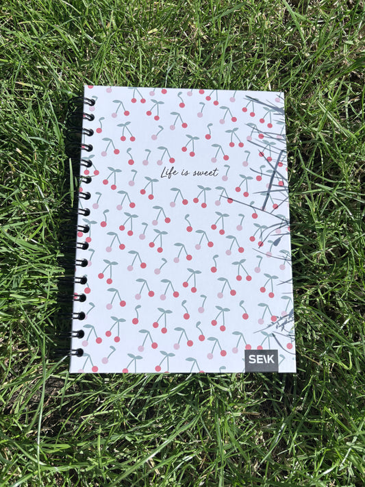Bullet Journal / Dotted Notebook hard cover spiral binding – Cherries