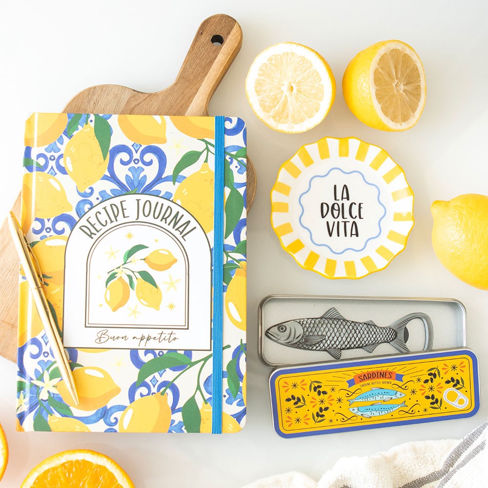 Recipe Journal with Italian Lemon Print A5