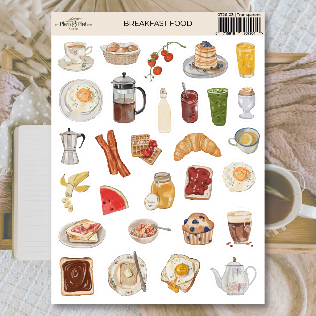 Breakfast food | Transparent matte vinyl stickers