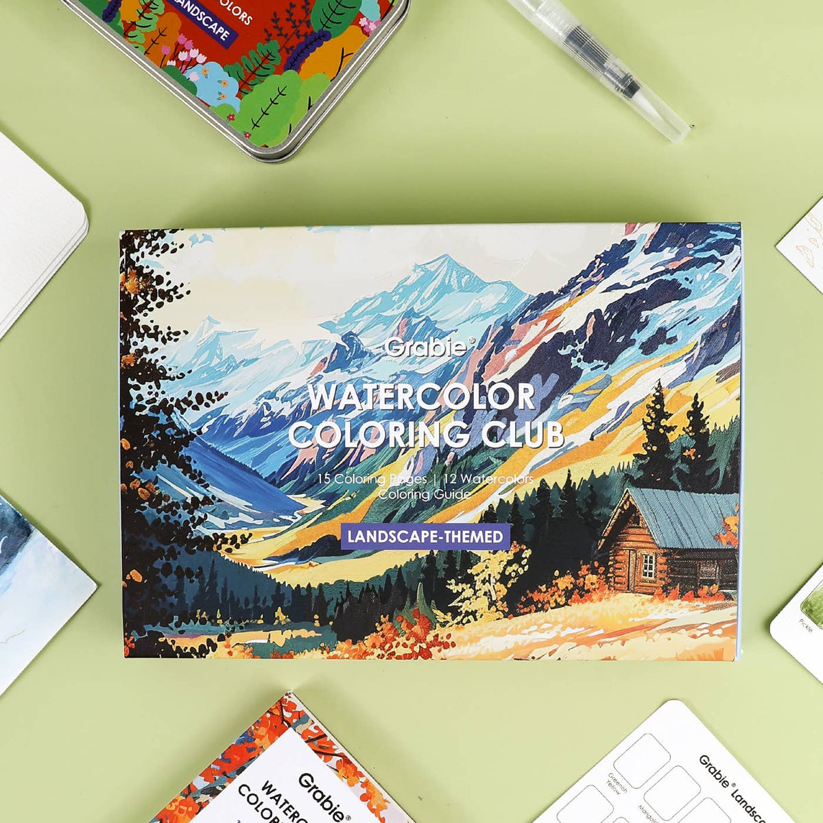 Landscape Themed Watercolor Coloring Club Box - Grabie