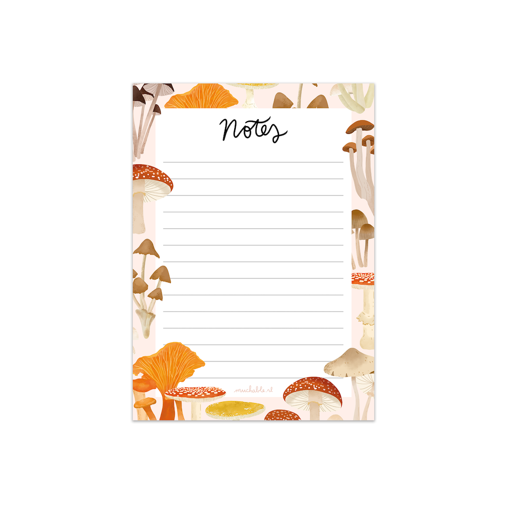 Notepad A6 notes - mushrooms - paddenstoelen - autumn