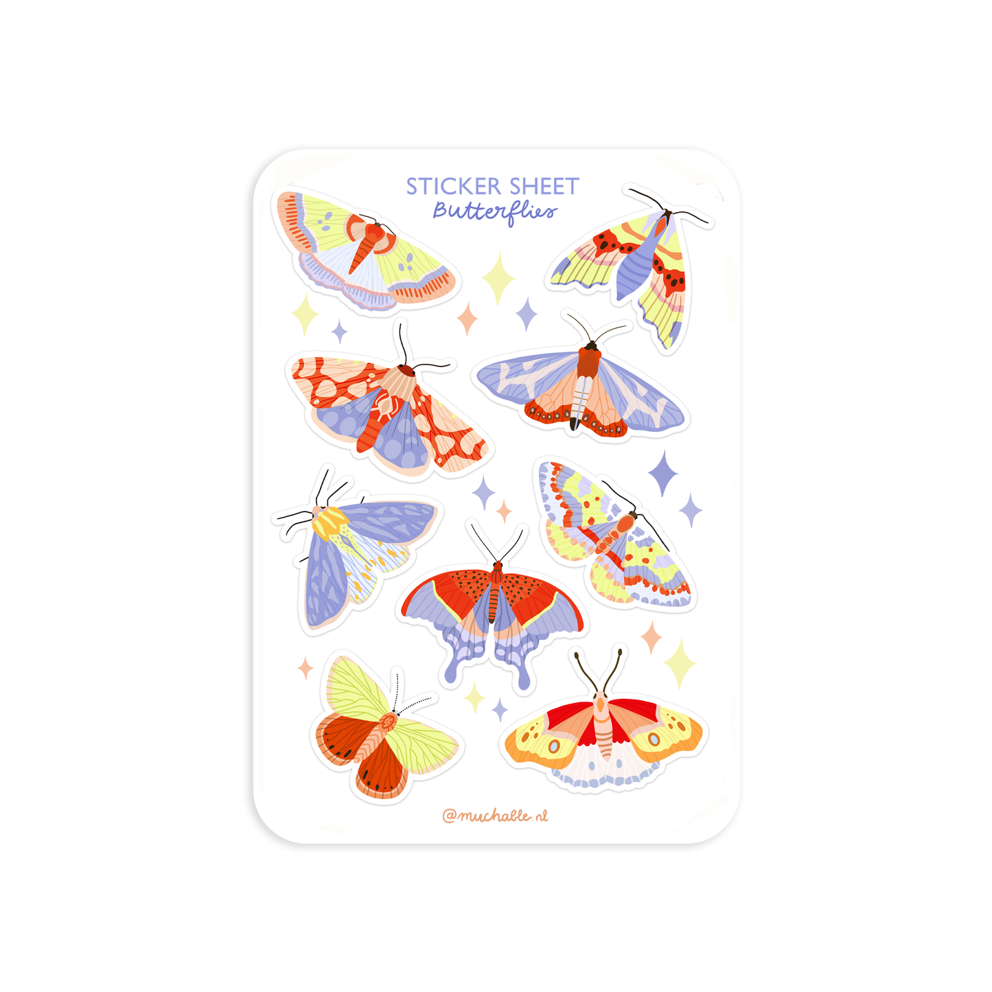 A6 sticker sheet - butterflies stickervel - vlinders