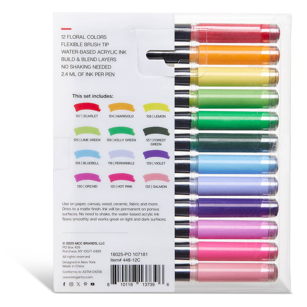 PRO Acrylic Paint Brush Pens - 12 Floral Colors