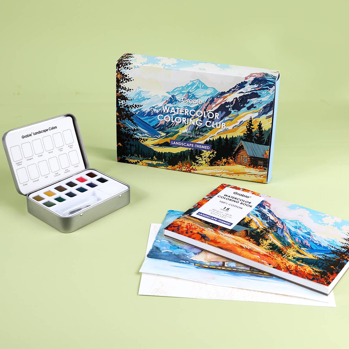 Landscape Themed Watercolor Coloring Club Box - Grabie