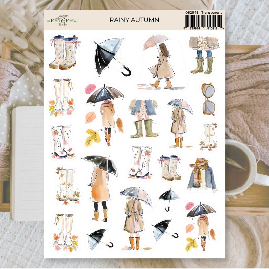 Rainy autumn | Transparent matte vinyl stickers