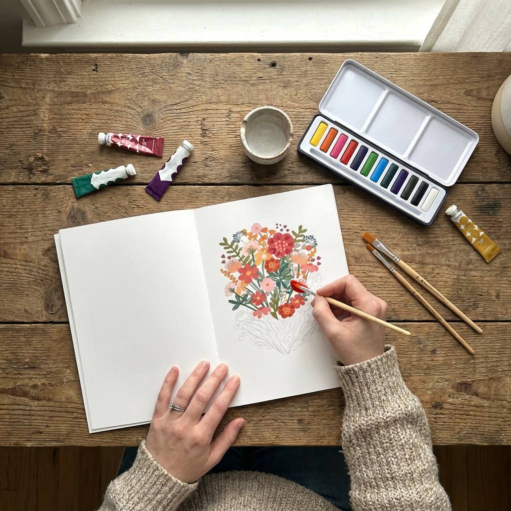 Livre d'Art Méditatif, 16 Pages de Rituel Créatif Guidé