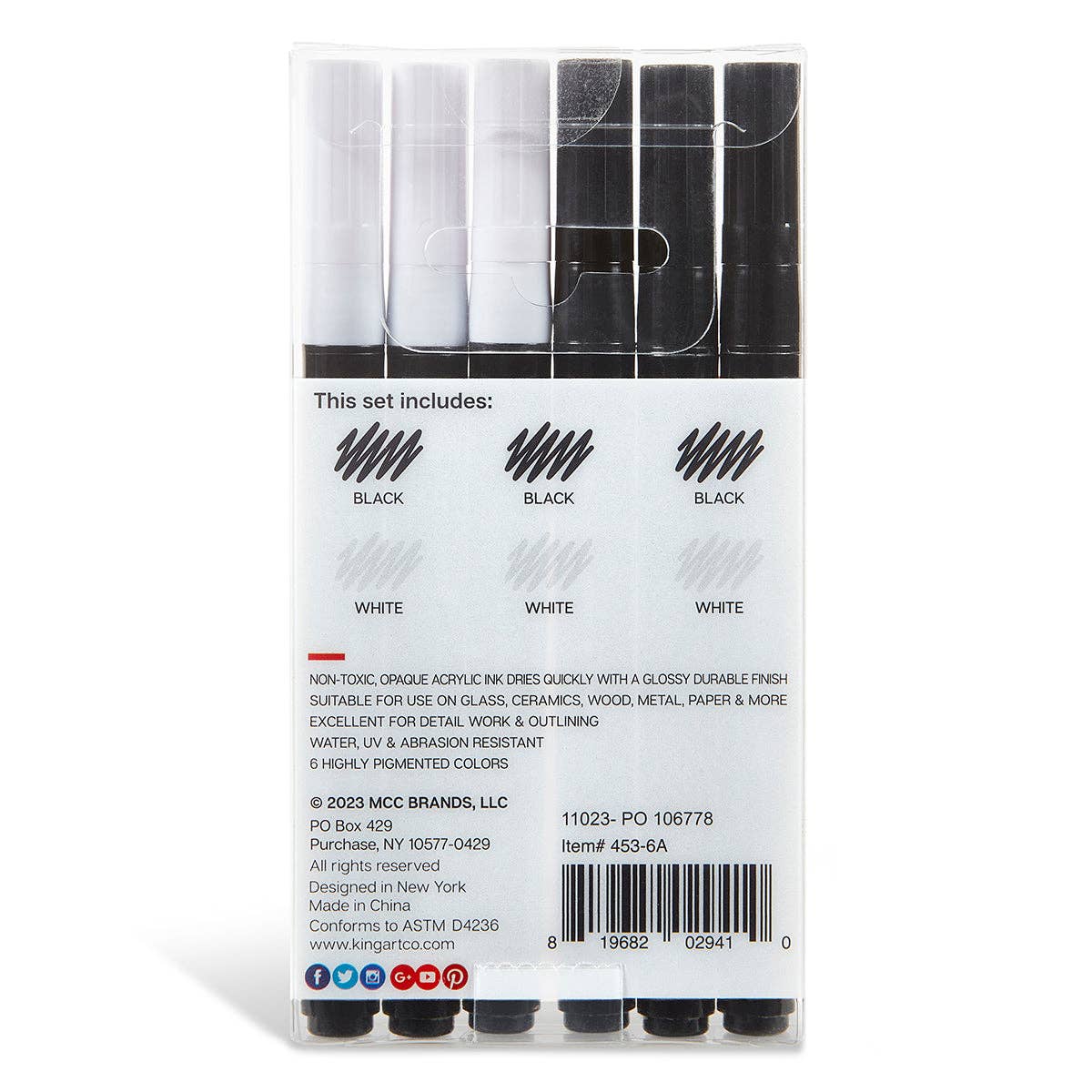 PRO Acrylic Paint Pens Extra Fine - Black & White 6 pc