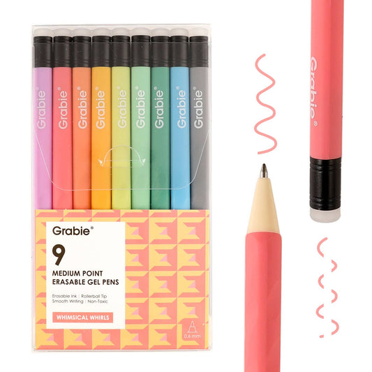 Grabie Medium Point Erasable Gel Pen Sets of 9
