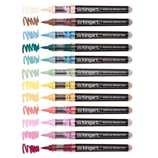 PRO Marqueurs pinceaux de peinture acrylique - 12 couleurs Cottage