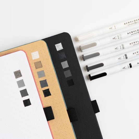 Acrylographes en niveaux de gris (lot de 5)