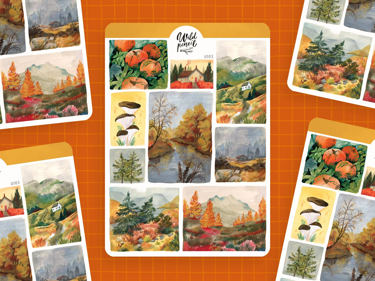 Sticker Sheet - Fall Landscapes