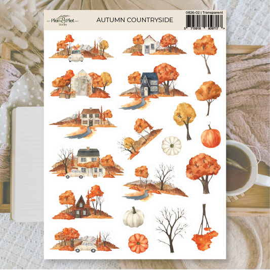 Autumn countryside | Transparent matte vinyl stickers