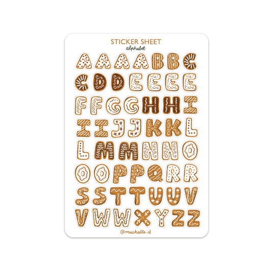A5 sticker sheet - Christmas cookies alphabet