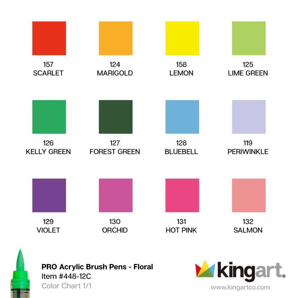 PRO Acrylic Paint Brush Pens - 12 Floral Colors