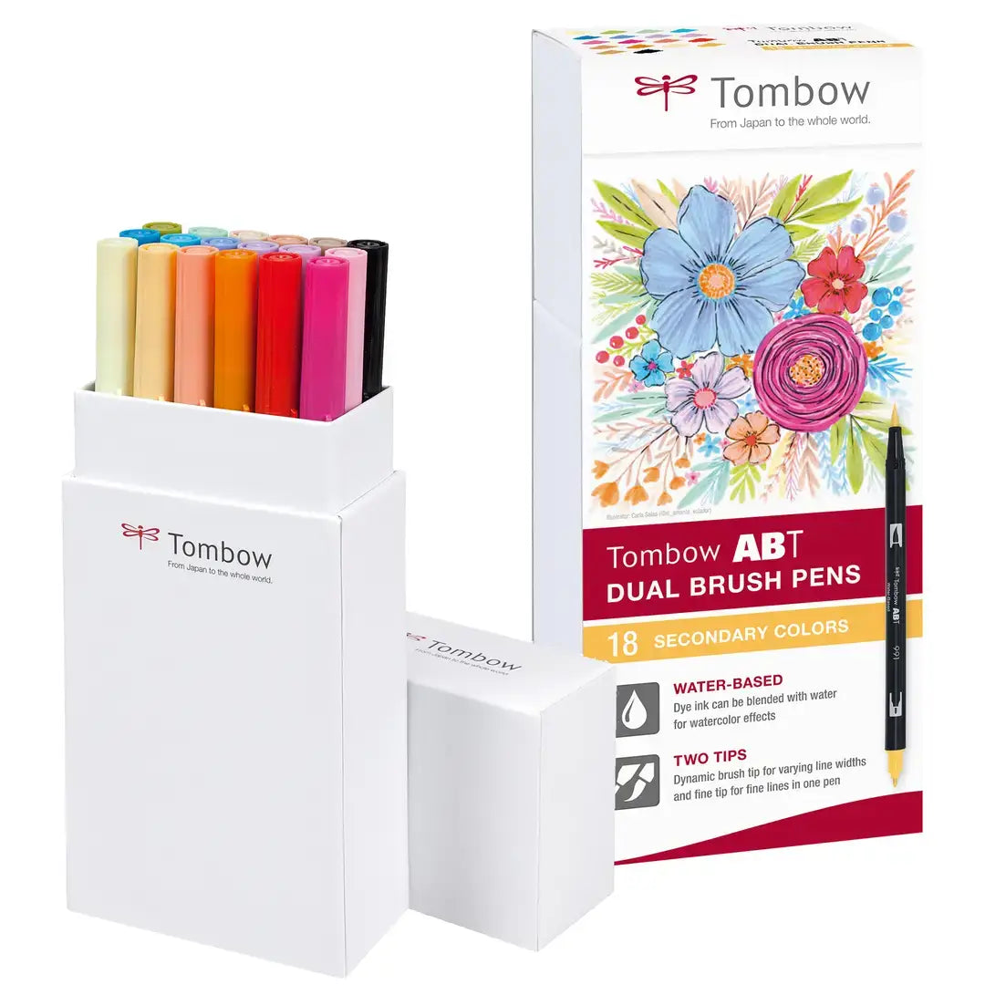 Tombow ABT Dual Brush Pen 18-piece Set (Primary, Secondary and Pastel colours)