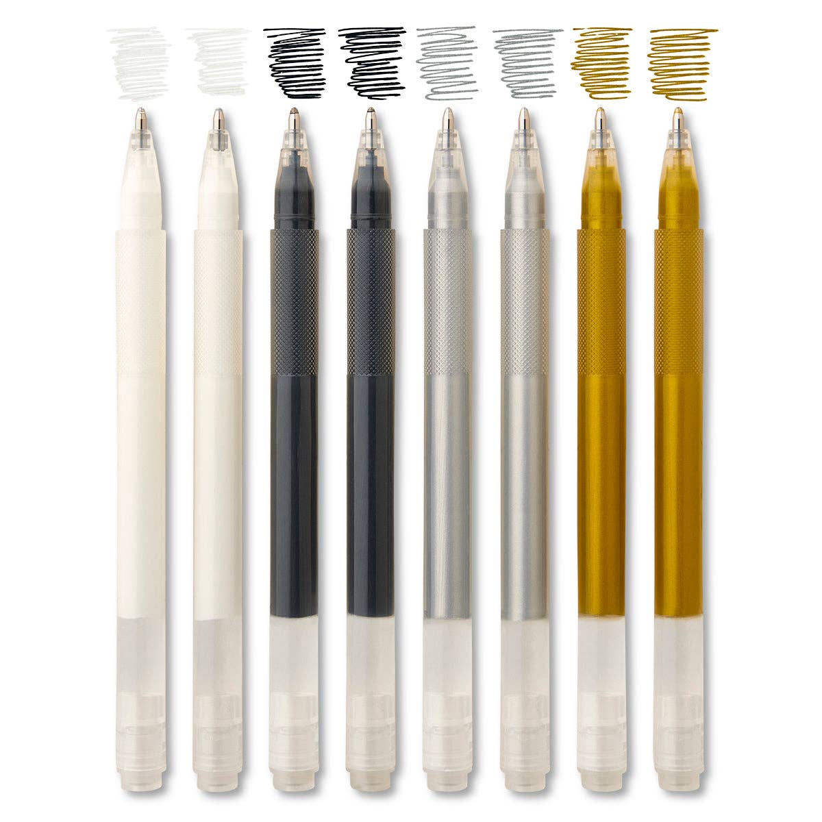 Gel Pens – Gold, Silver, Black & White - 8 Count (2 each per color)