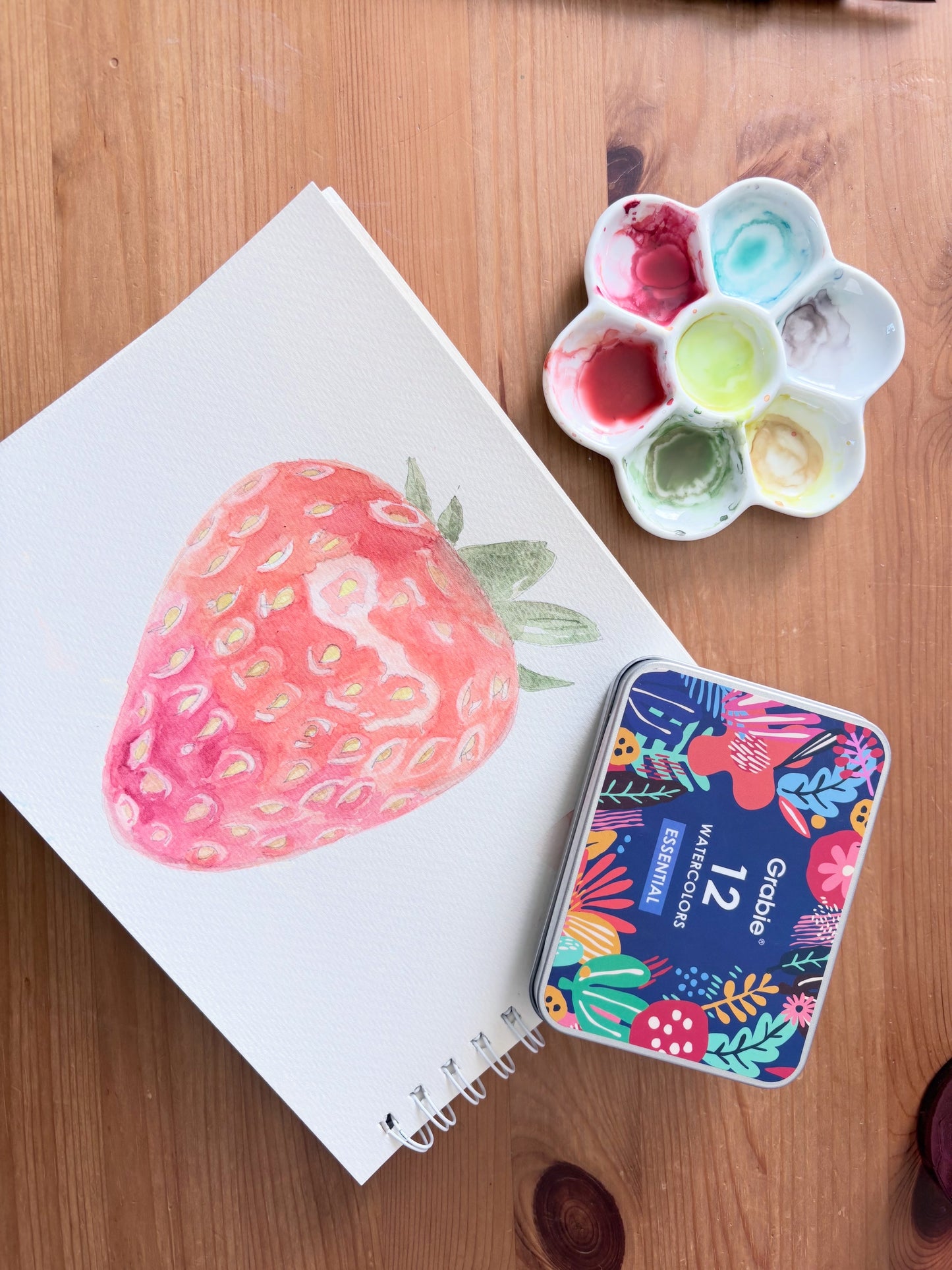 Grabie Watercolor Pocket Set Of 12 With Brush & paper - Essential Colors