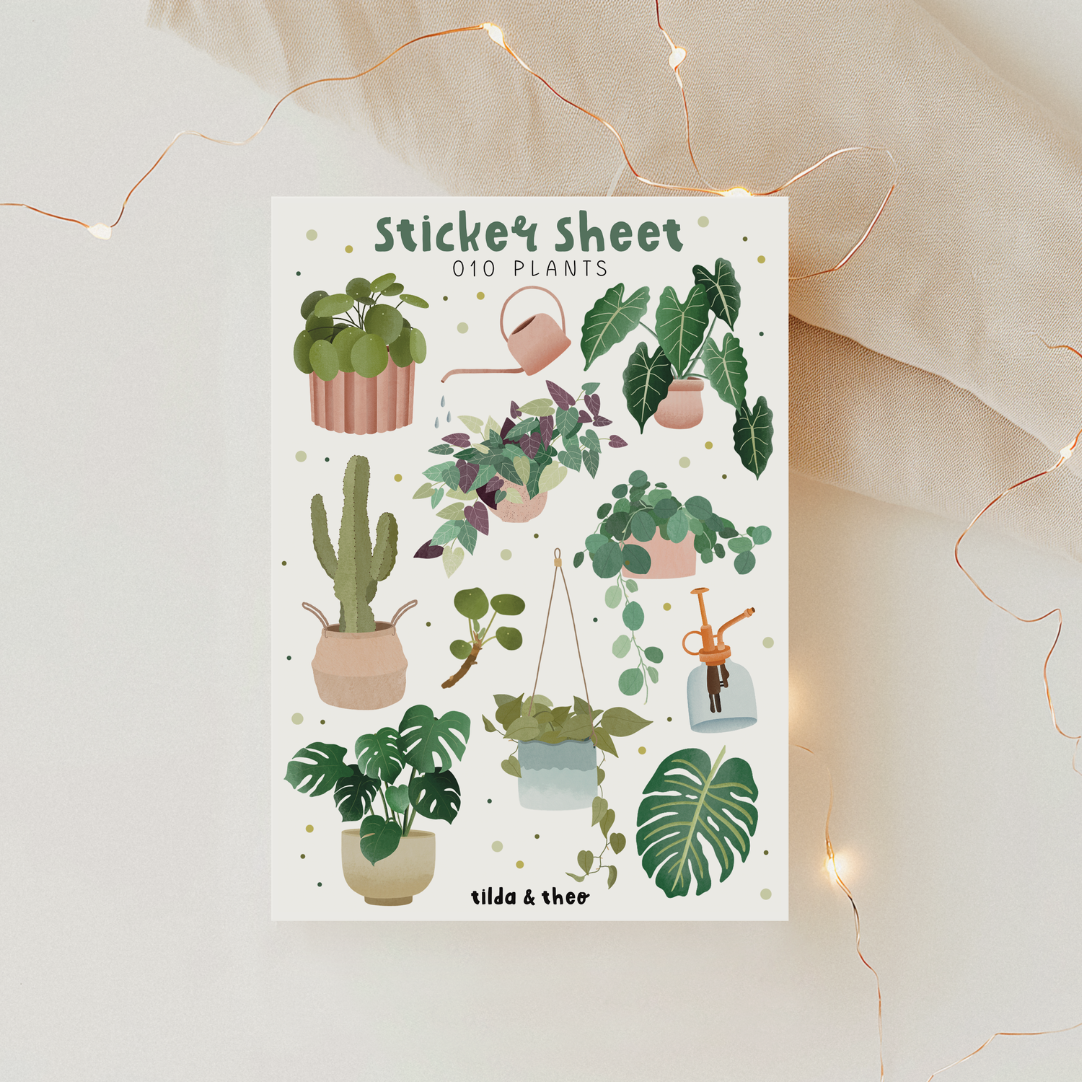 Sticker sheet – plants – houseplants – sticker sheet Monstera 010 - stickers – calendar – potted plant