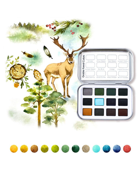Grabie Watercolor Pocket Set of 12 - Forest Colors
