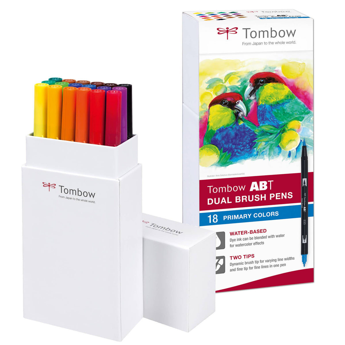 Tombow ABT Dual Brush Pen 18-piece Set (Primary, Secondary and Pastel colours)