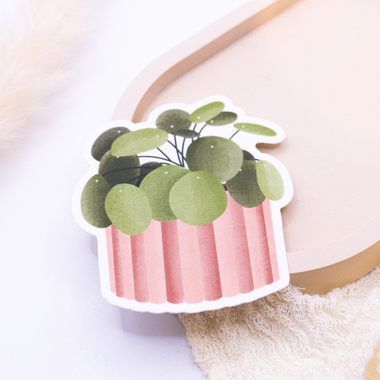Pilea plant sticker - houseplant sticker Kiss Cut