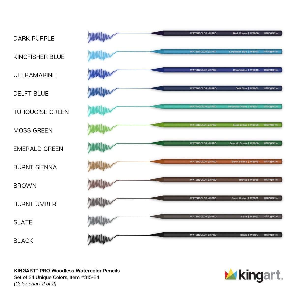 PRO Woodless Watercolor Pencils 24 Colors