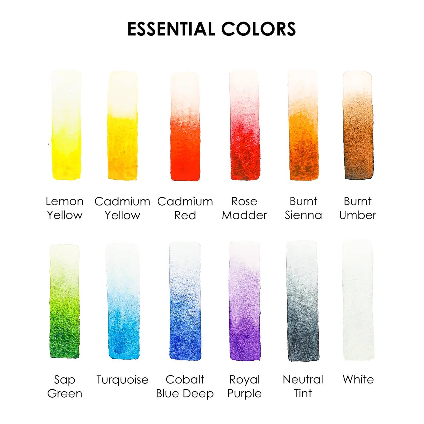 Grabie Watercolor Pocket Set Of 12 With Brush & paper - Essential Colors
