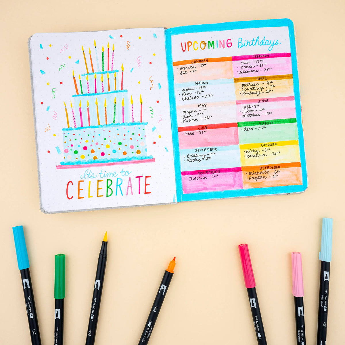 Tombow ABT Dual Brush Pen 12-piece Set Primary Colours